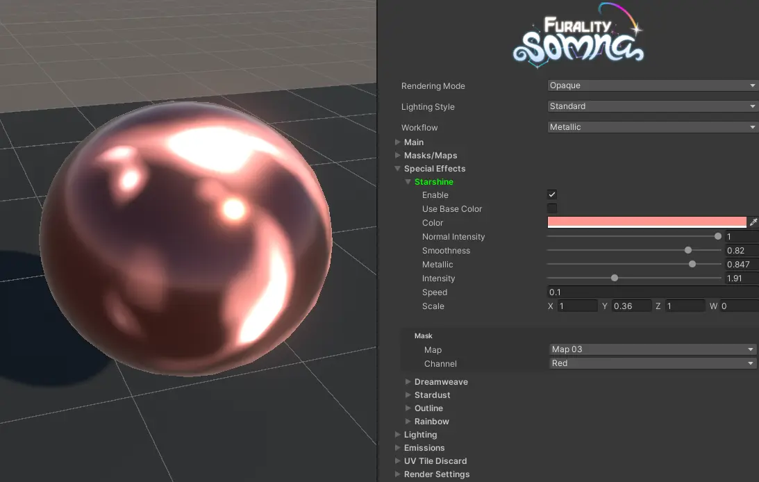 screenshot showing the starshine effect