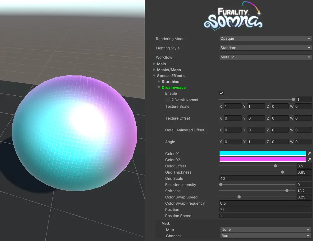 screenshot showing the dreamweave effect